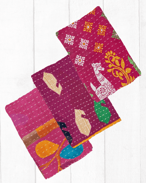 Kantha Kitchen Towel Gift Set (3) | Valentine's Day - Asha Project Kantha-Saree-Handmade