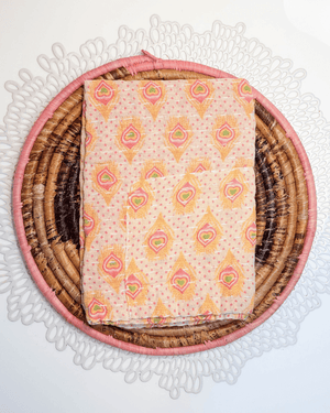 Kantha Kitchen Towel + Pink Banana Leaf Trivet Gift Set - Asha Project Kantha - Saree - Handmade