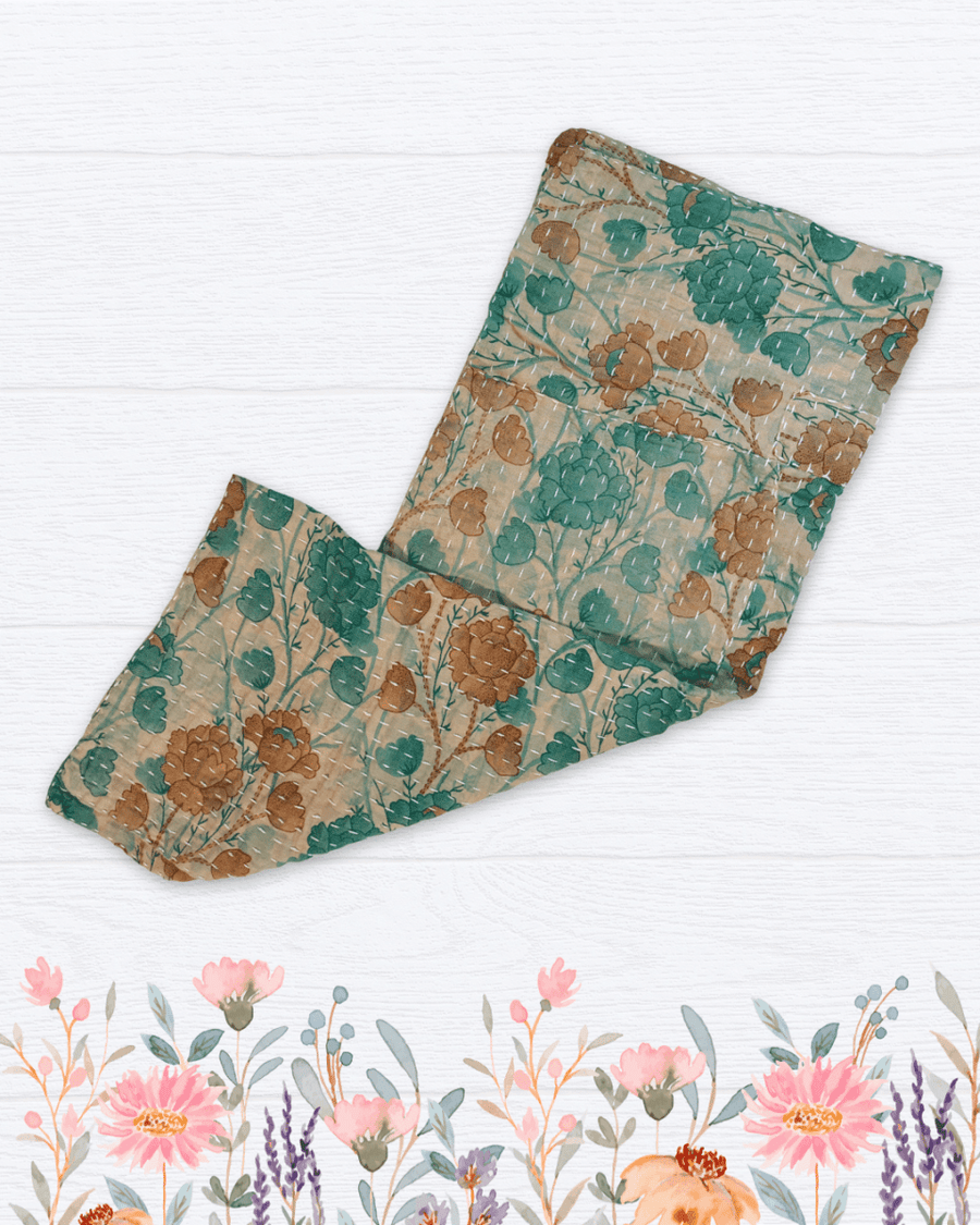 Kantha Kitchen Towel | Spring - Asha Project Kantha - Saree - Handmade