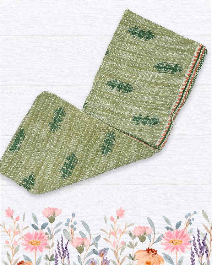 Kantha Kitchen Towel | Spring - Asha Project Kantha - Saree - Handmade