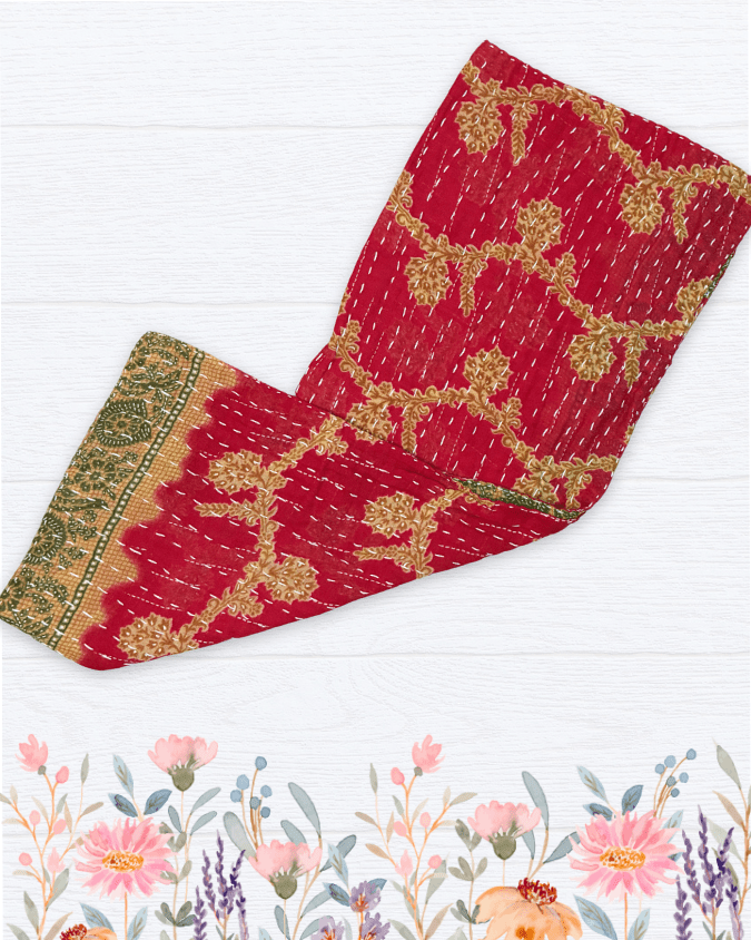 Kantha Kitchen Towel | Spring - Asha Project Kantha - Saree - Handmade