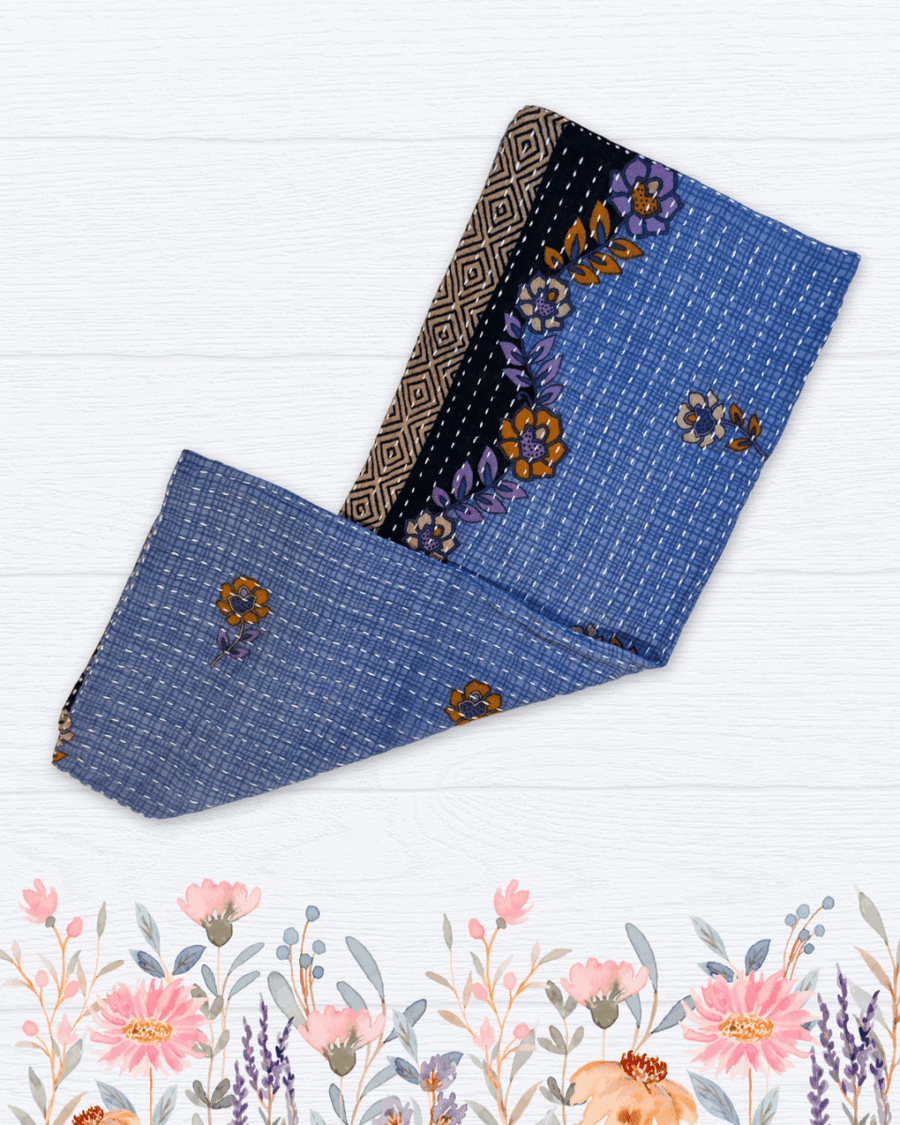 Kantha Kitchen Towel | Spring - Asha Project Kantha - Saree - Handmade