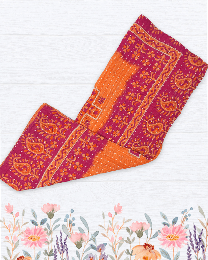 Kantha Kitchen Towel | Spring - Asha Project Kantha - Saree - Handmade