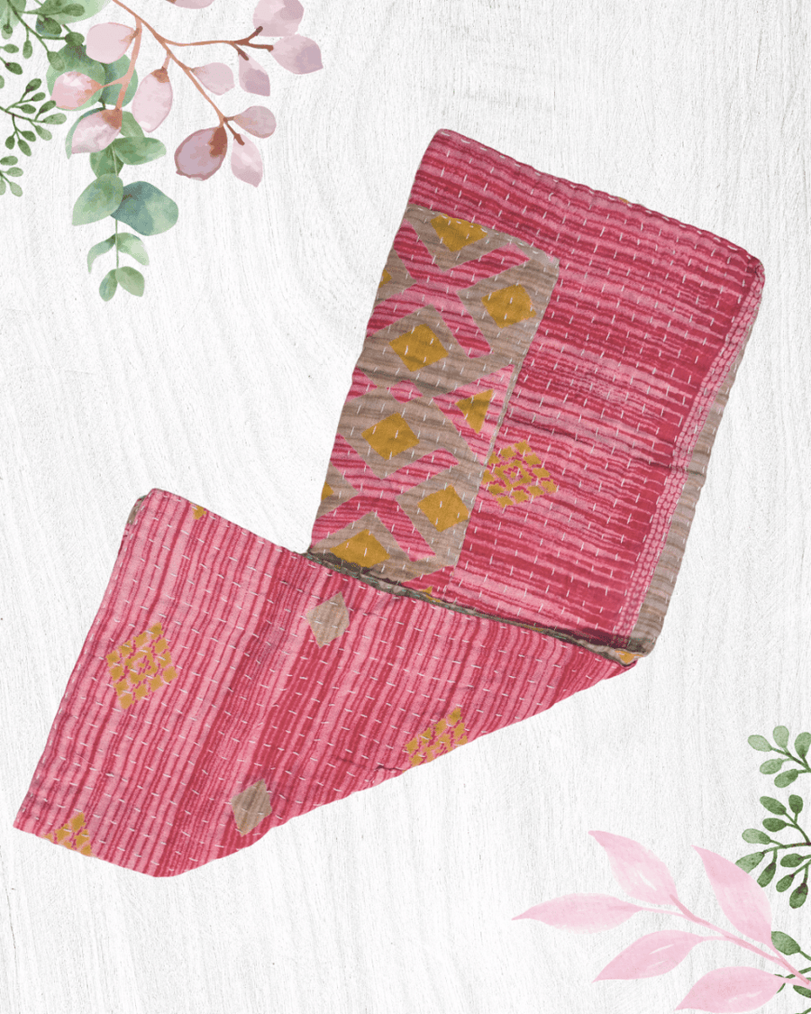 Kantha Kitchen Towel | Valentine's Day - Asha Project Kantha - Saree - Handmade