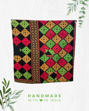 Kantha Mini Throw Blanket - Asha Project Kantha - Saree - Handmade
