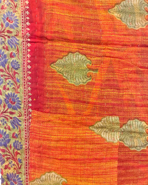 Kantha Mini Throw Blanket - Asha Project Kantha - Saree - Handmade