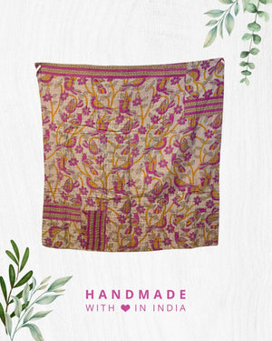 Kantha Mini Throw Blanket - Asha Project Kantha - Saree - Handmade