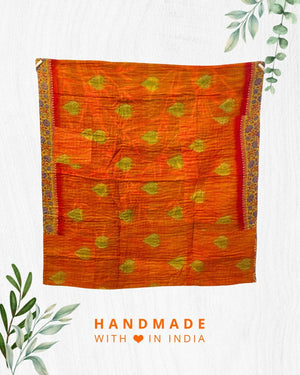 Kantha Mini Throw Blanket - Asha Project Kantha - Saree - Handmade