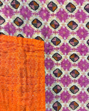 Kantha Mini Throw Blanket - Asha Project Kantha - Saree - Handmade