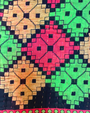 Kantha Mini Throw Blanket - Asha Project Kantha - Saree - Handmade