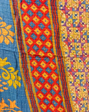Kantha Mini Throw Blanket - Asha Project Kantha - Saree - Handmade