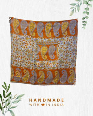 Kantha Mini Throw Blanket - Asha Project Kantha - Saree - Handmade