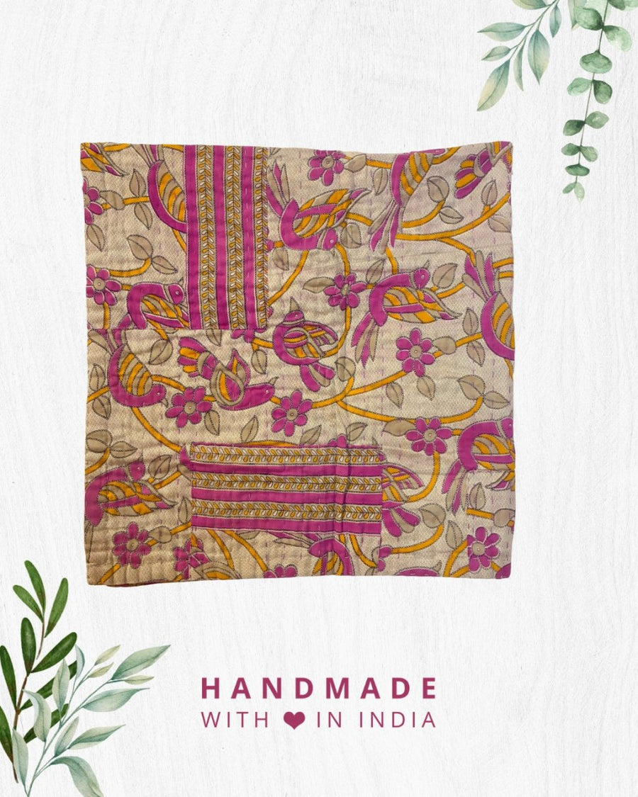 Kantha Mini Throw Blanket - Asha Project Kantha - Saree - Handmade