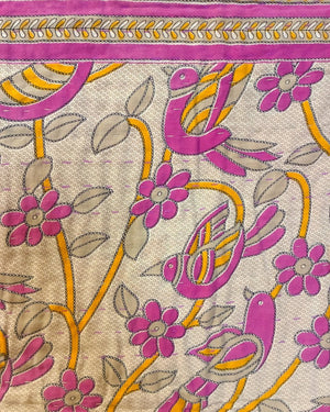 Kantha Mini Throw Blanket - Asha Project Kantha - Saree - Handmade