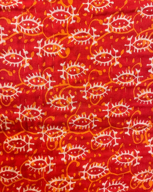 Kantha Mini Throw Blanket - Asha Project Kantha - Saree - Handmade