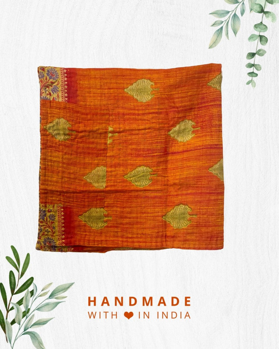 Kantha Mini Throw Blanket - Asha Project Kantha - Saree - Handmade