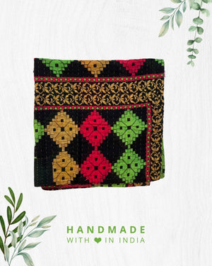 Kantha Mini Throw Blanket - Asha Project Kantha - Saree - Handmade