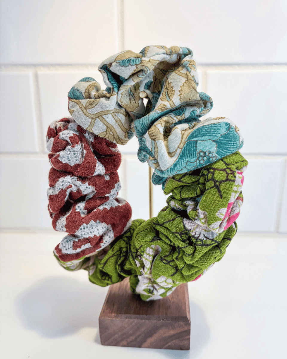 Kantha Oversized Scrunchie - Asha Project Kantha - Saree - Handmade