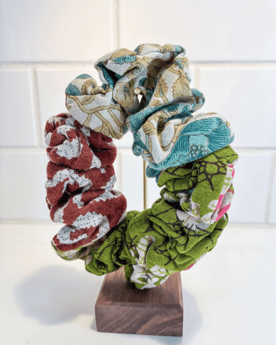 Kantha Oversized Scrunchie - Asha Project Kantha - Saree - Handmade