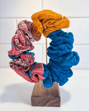Kantha Oversized Scrunchie - Asha Project Kantha - Saree - Handmade