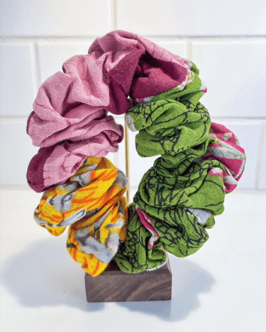 Kantha Oversized Scrunchie - Asha Project Kantha - Saree - Handmade