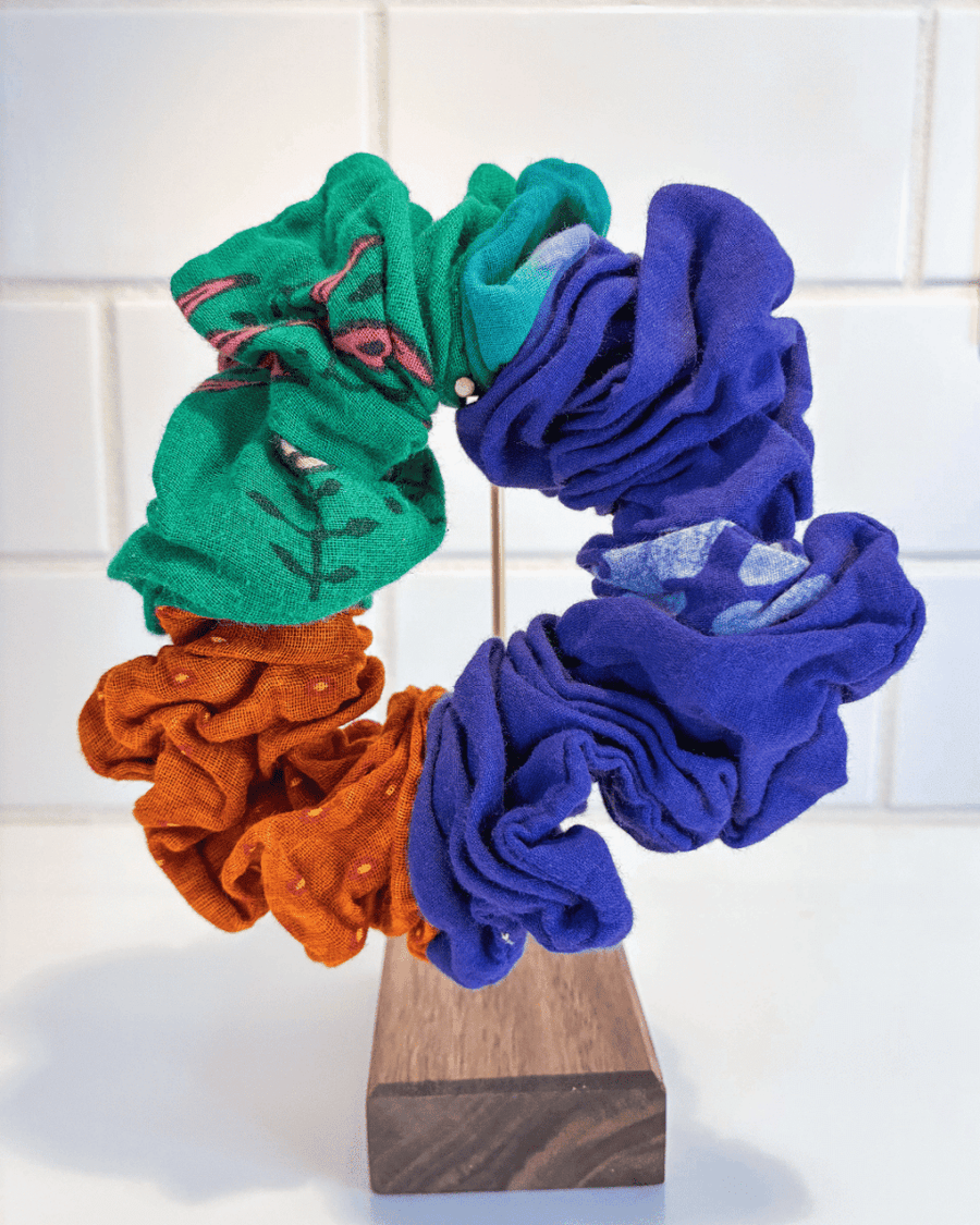 Kantha Oversized Scrunchie - Asha Project Kantha - Saree - Handmade