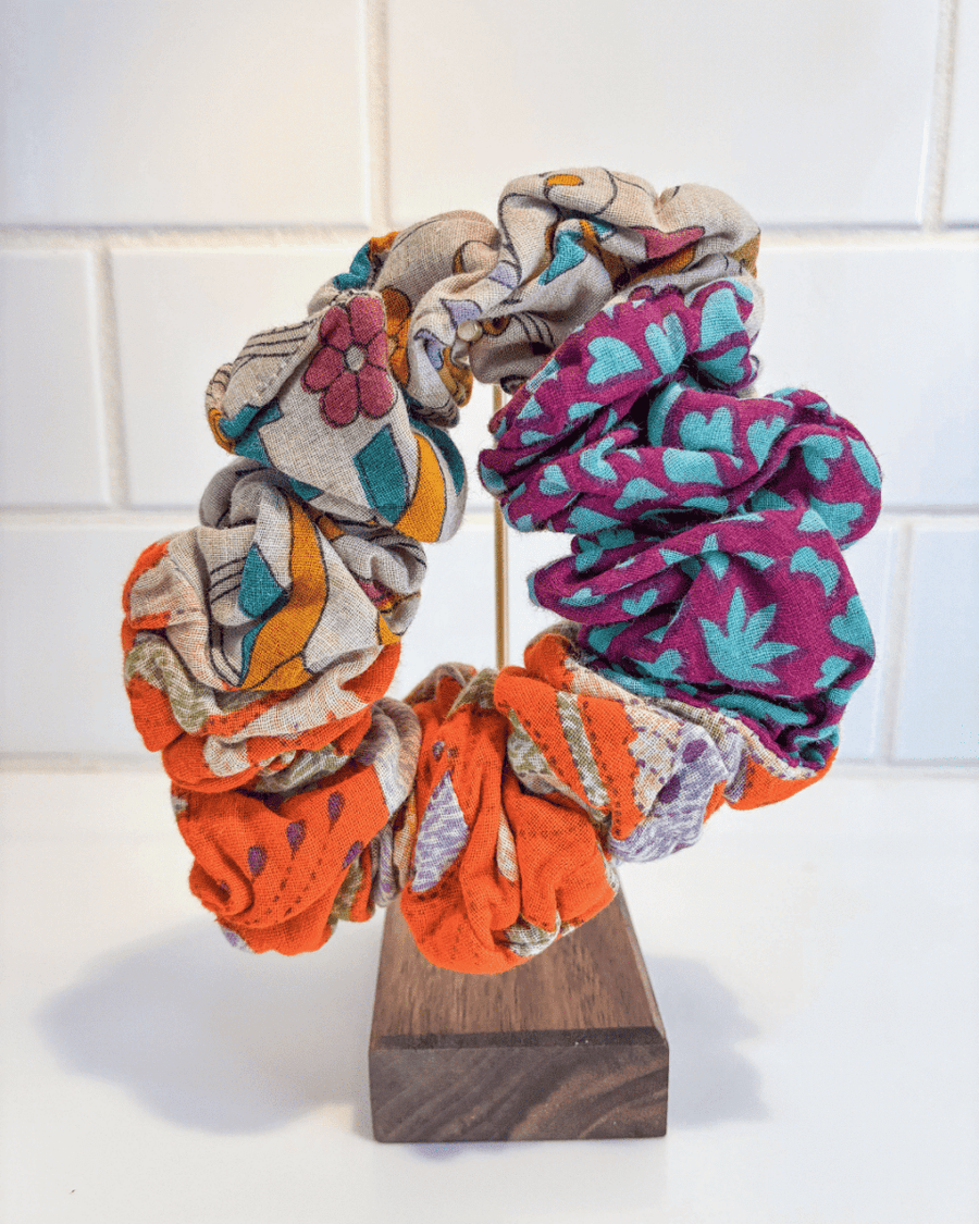 Kantha Oversized Scrunchie *MACY - Asha Project Kantha-Saree-Handmade