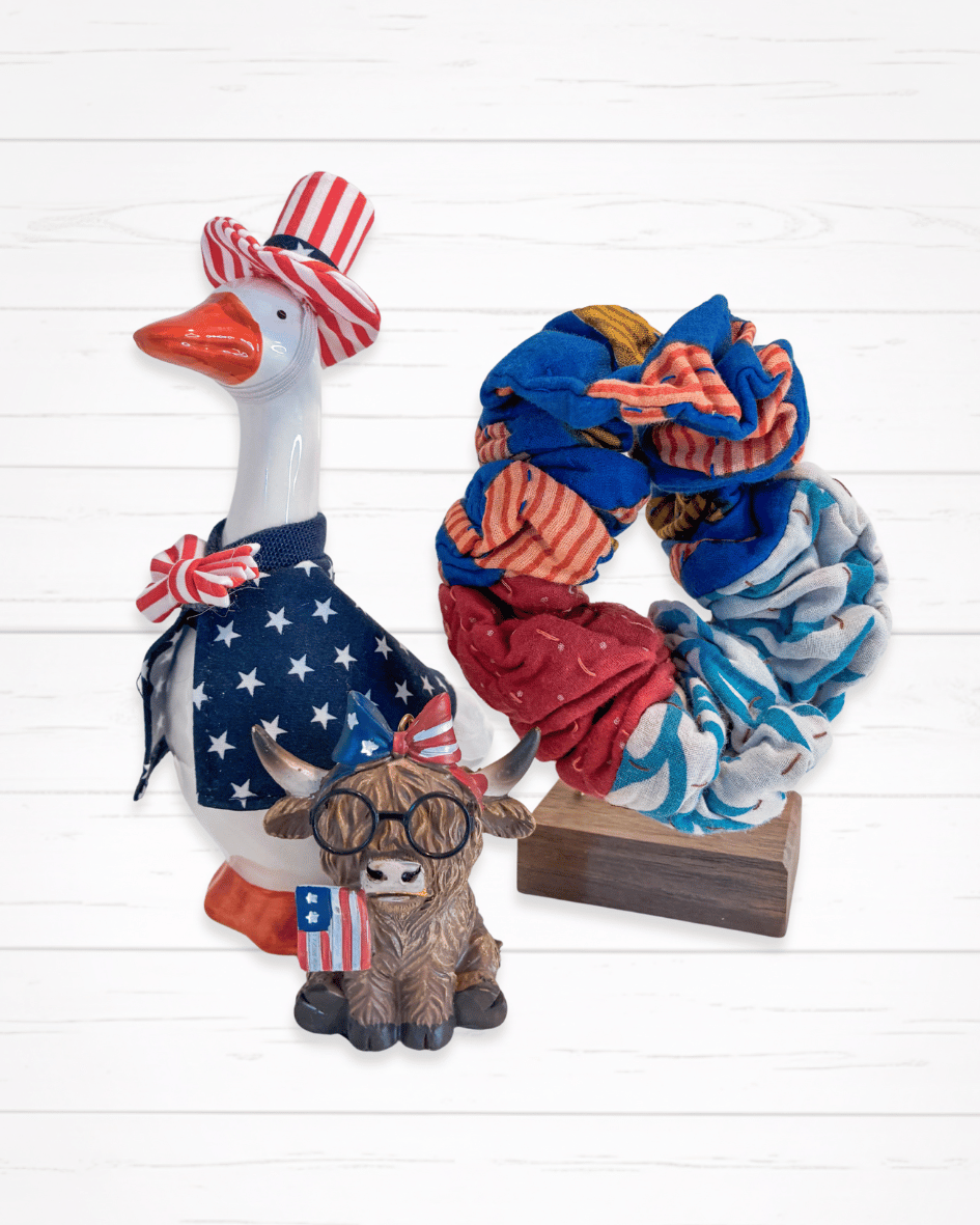 Kantha Oversized Scrunchie | Red White & Blue - Asha Project Kantha - Saree - Handmade