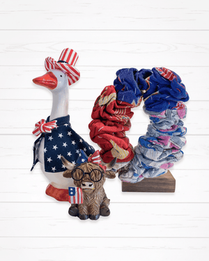 Kantha Oversized Scrunchie | Red White & Blue - Asha Project Kantha - Saree - Handmade