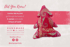 Kantha Pillow | Christmas Tree - Asha Project Kantha - Saree - Handmade