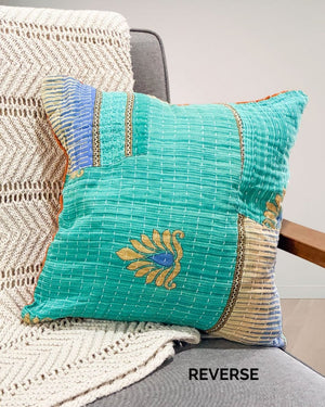 Kantha Pillow Cover - Asha Project Kantha - Saree - Handmade