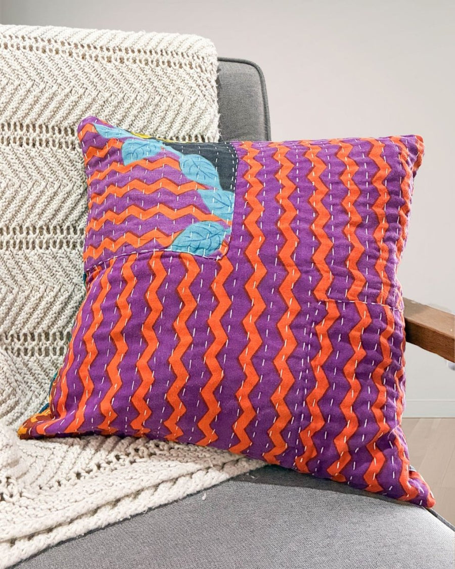 Kantha Pillow Cover - Asha Project Kantha - Saree - Handmade