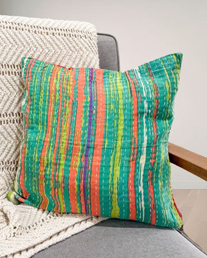 Kantha Pillow Cover - Asha Project Kantha - Saree - Handmade