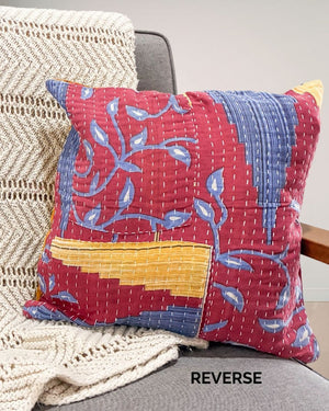 Kantha Pillow Cover - Asha Project Kantha - Saree - Handmade