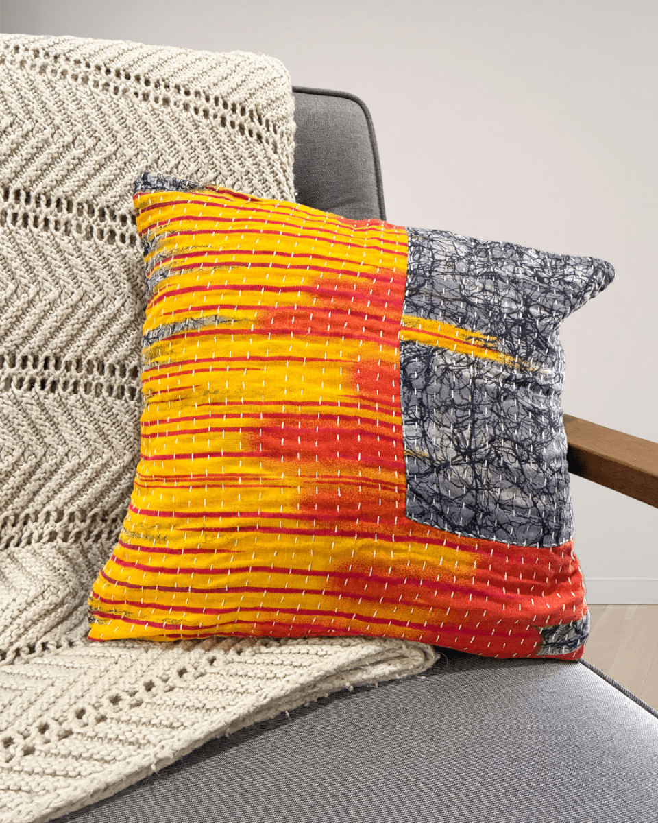 Kantha Pillow Cover - Asha Project Kantha - Saree - Handmade