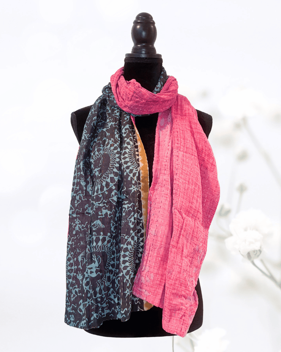 Kantha Scarf - Asha Project Kantha - Saree - Handmade