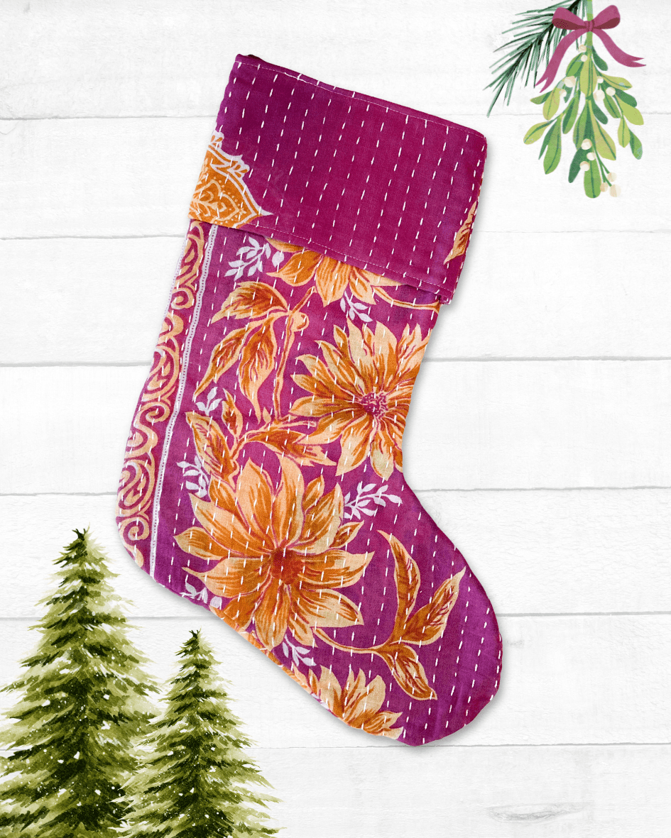 Kantha Stocking - Asha Project Kantha - Saree - Handmade