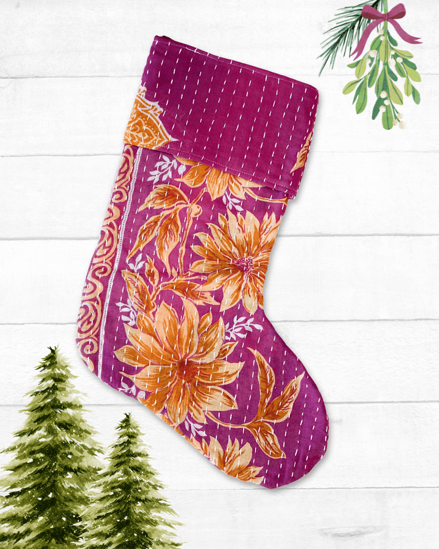 Kantha Stocking - Asha Project Kantha - Saree - Handmade