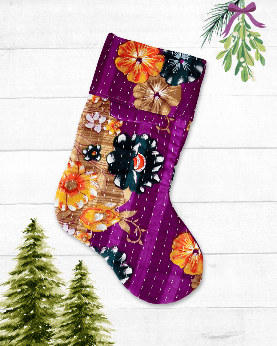 Kantha Stocking - Asha Project Kantha - Saree - Handmade