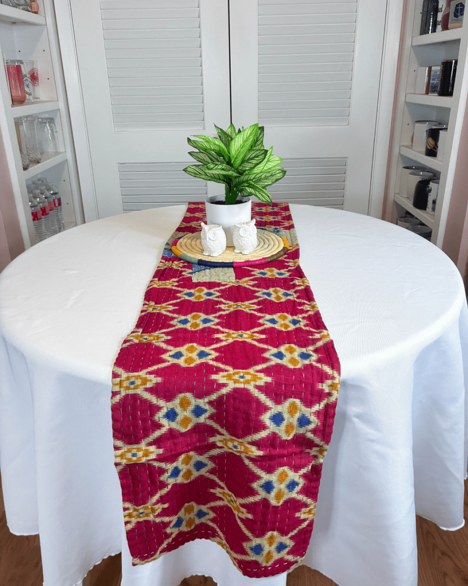 Kantha Table Runner | 60in - Asha Project Kantha - Saree - Handmade