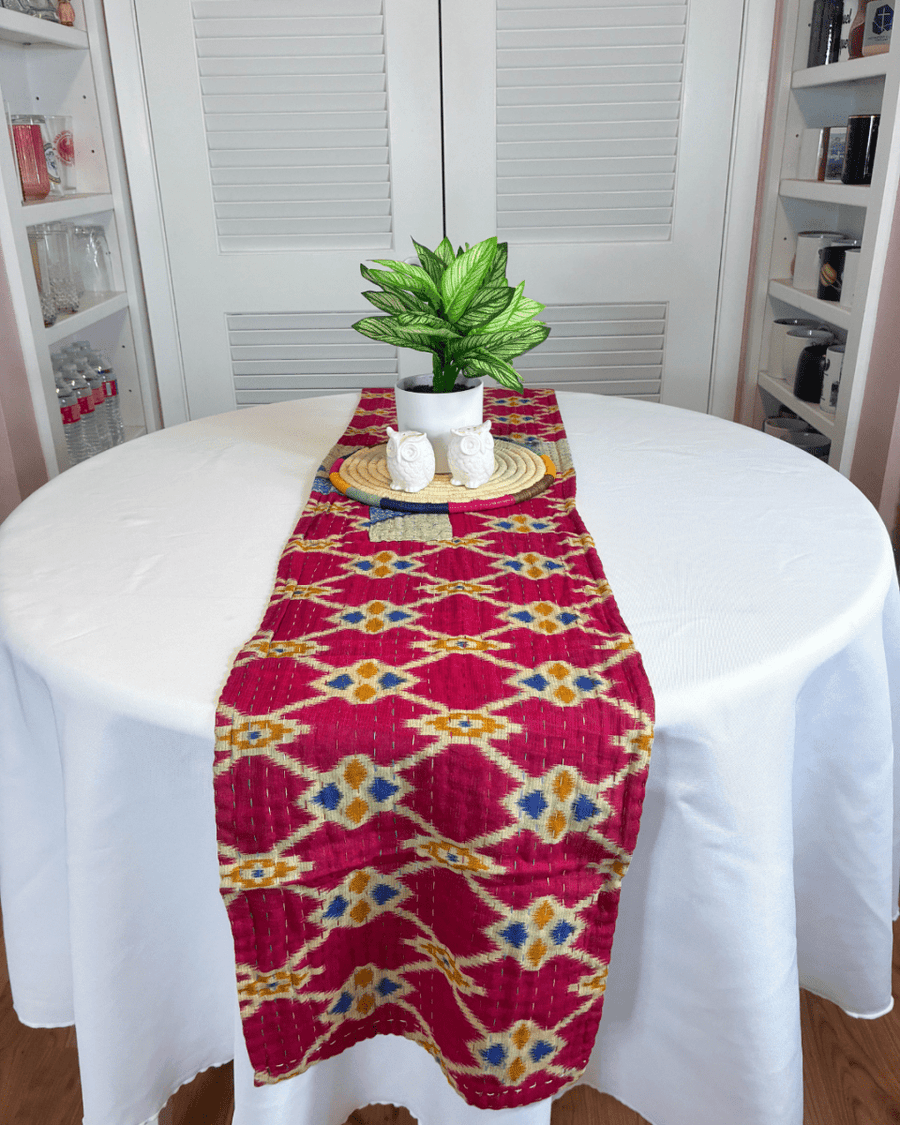 Kantha Table Runner | 60in - Asha Project Kantha - Saree - Handmade