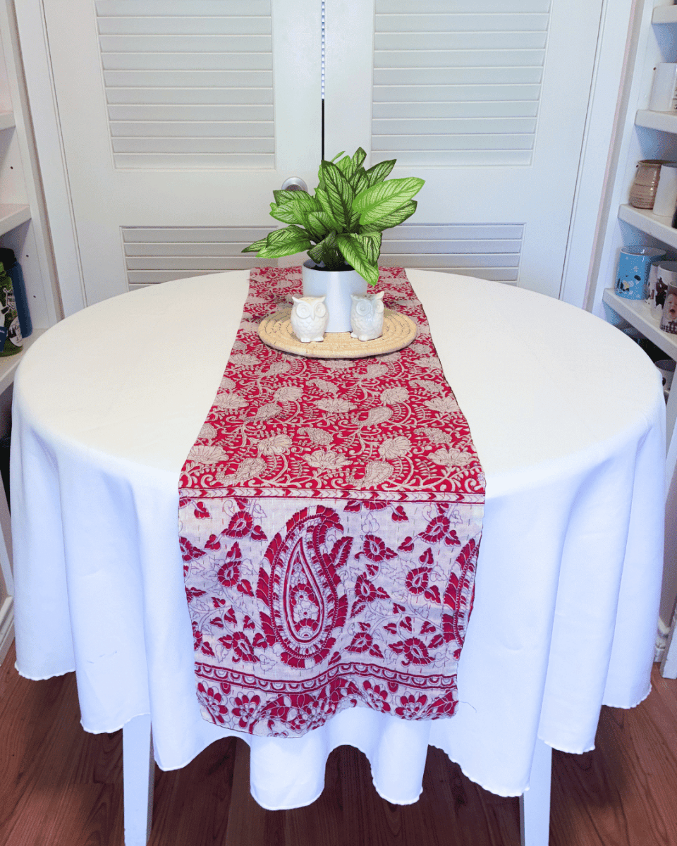Kantha Table Runner | 60in - Asha Project Kantha-Saree-Handmade