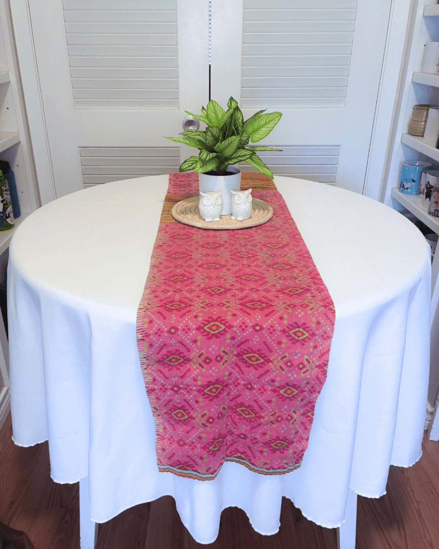 Kantha Table Runner | 60in - Asha Project Kantha-Saree-Handmade