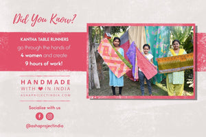 Kantha Table Runner | 60in - Asha Project Kantha - Saree - Handmade