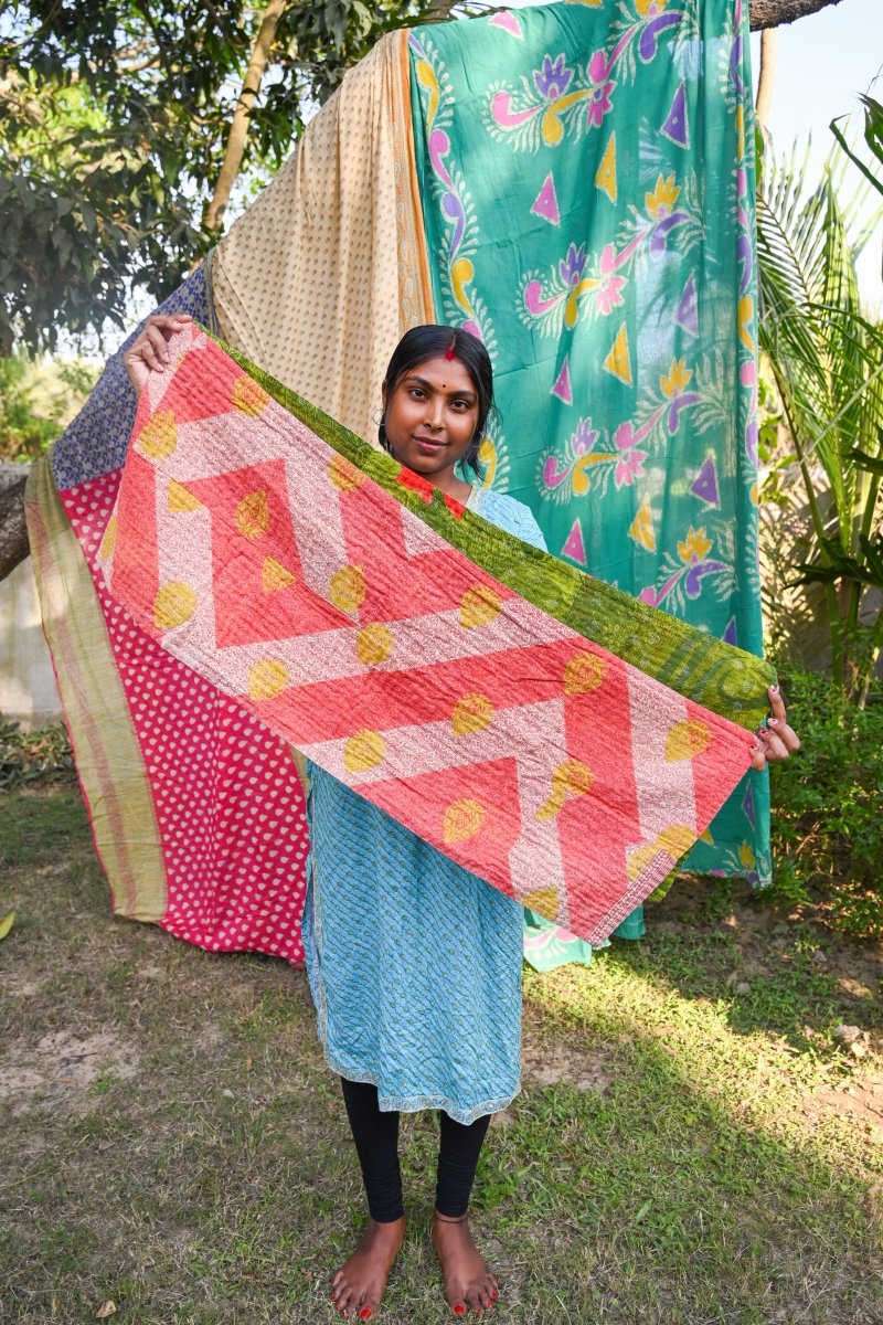 Kantha Table Runner | 60in - Asha Project Kantha - Saree - Handmade