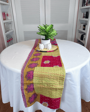 Kantha Table Runner | 60in - Asha Project Kantha - Saree - Handmade