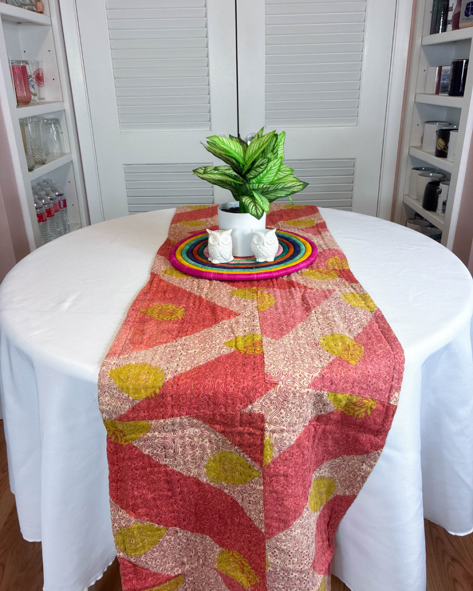 Kantha Table Runner | 80in - Asha Project Kantha - Saree - Handmade