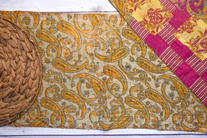 Kantha Table Runner | 80in - Asha Project Kantha - Saree - Handmade