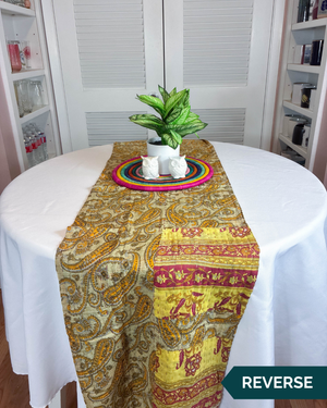 Kantha Table Runner | 80in - Asha Project Kantha - Saree - Handmade