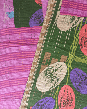 Kantha Table Runner | 80in - Asha Project Kantha-Saree-Handmade